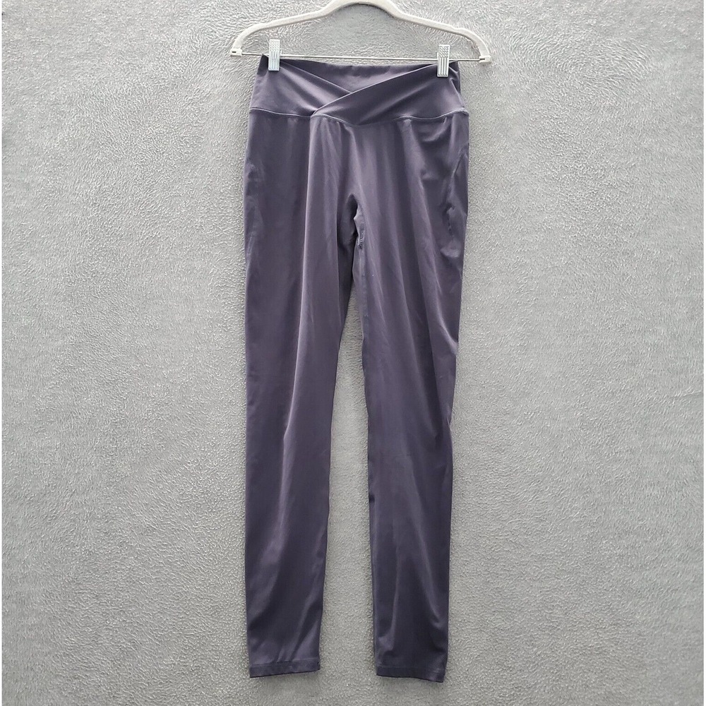 Alphalete Women Activewear Pants Small Gray Black Leggings Criss Cross Band